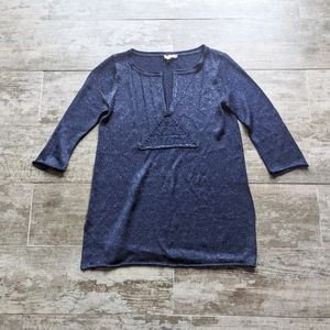 CALYPSO ST. BARTH Metallic 3/4 Sleeves Tunic Blouse